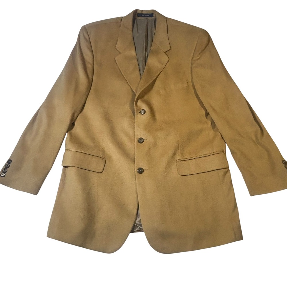 Brandini Mens 44T Camel Tan Microfiber 3-Button Blazer Sport Coat Made in Canada